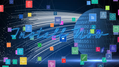 Animación-Del-Procesamiento-De-Datos-De-Redes-Sociales-Con-Texto-&quot;Instálame&quot;-Sobre-El-Mundo.