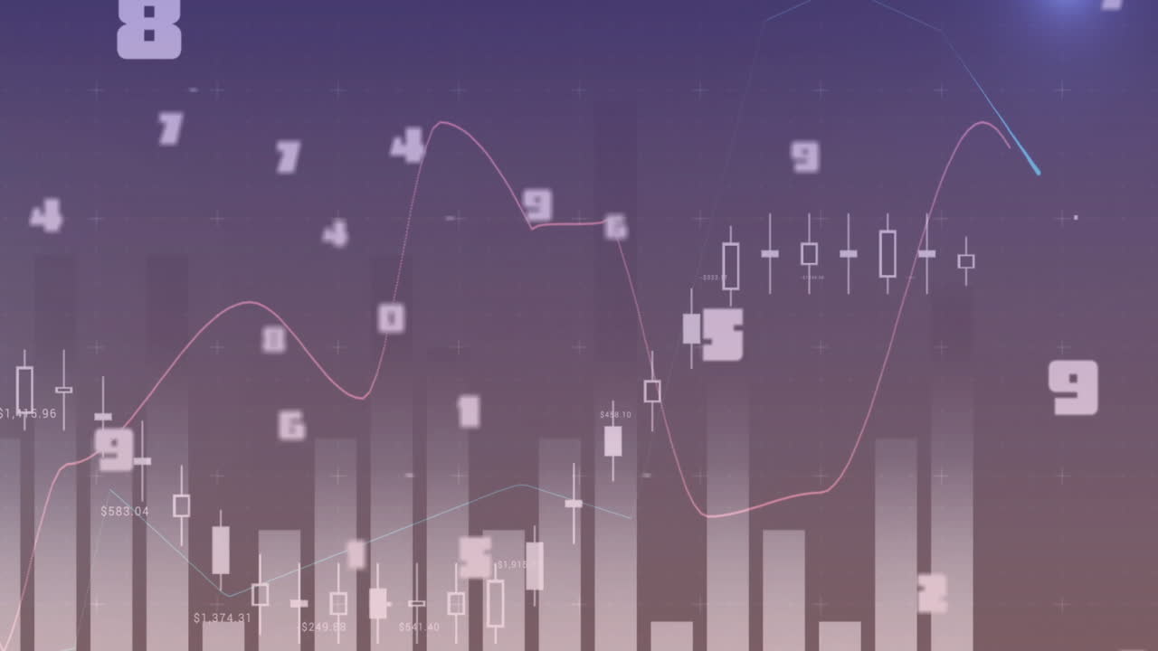 어두운 배경에서 금융 데이터 처리의 애니메이션