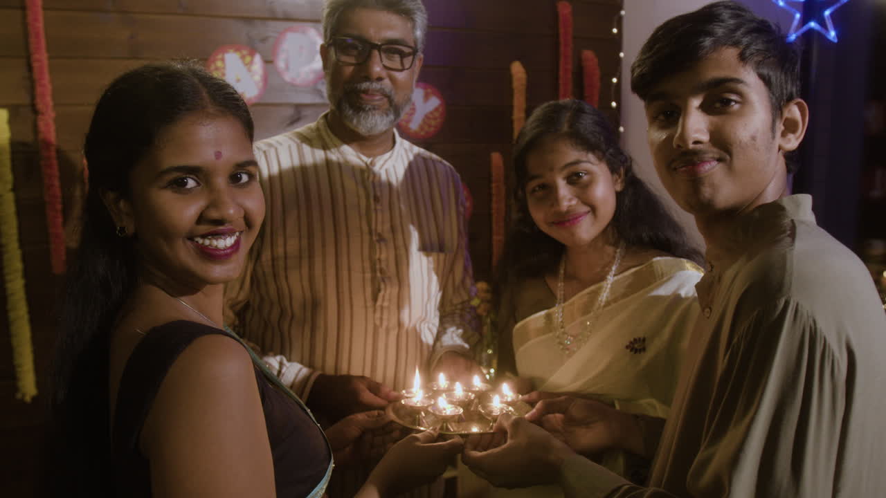 A family celebrates Diwali together