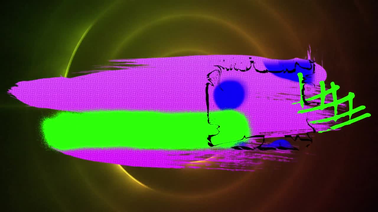 animación de formas abstractas coloridas sobre círculos verdes