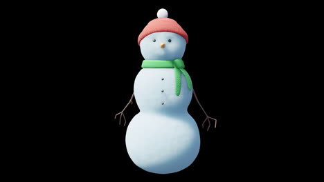 Animation-of-christmas-snow-man-moving-on-black-background