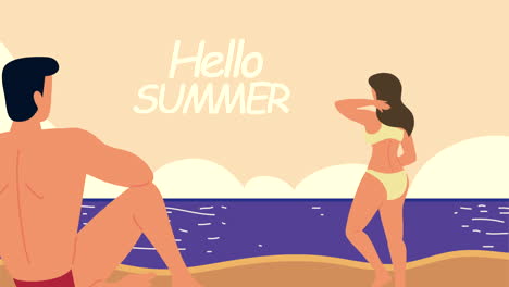 couple relaxing on the beach during summer