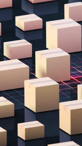 cajas y transporte logístico, renderización en 3d.