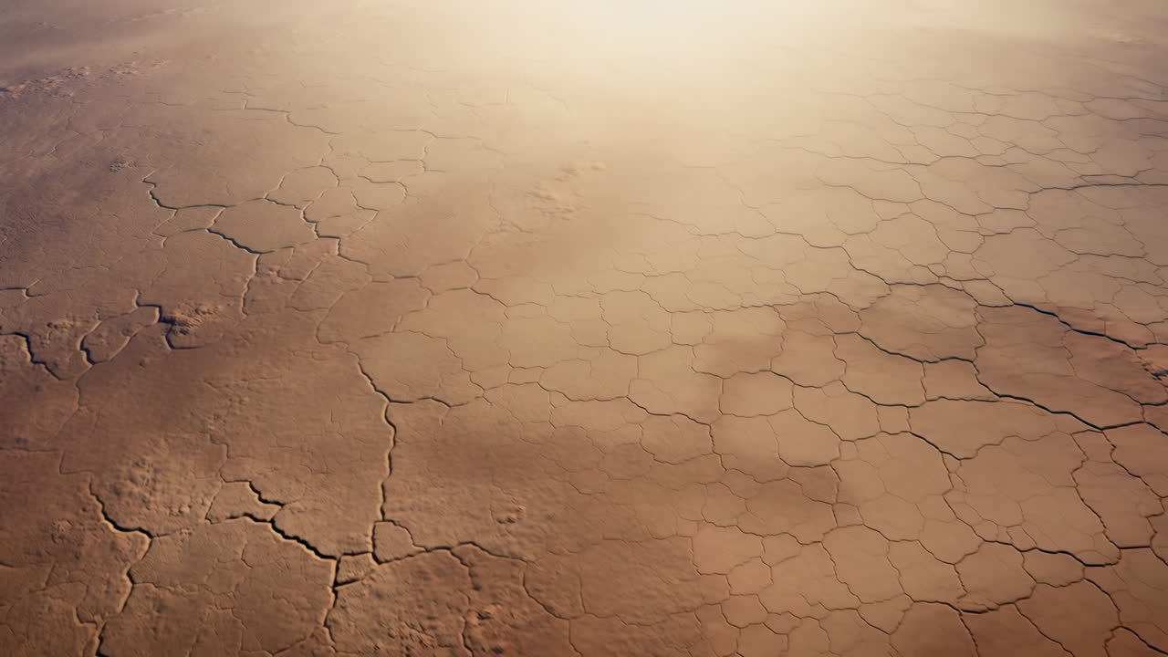 ひび割れた乾燥した砂漠の大地の空撮