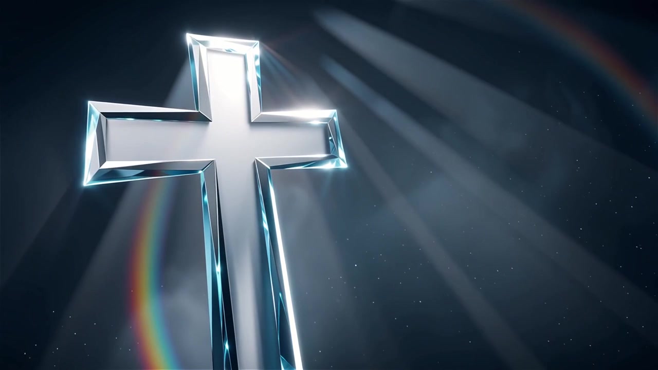 Croce Cristiana Luce Celestiale Sfondo per il Culto.