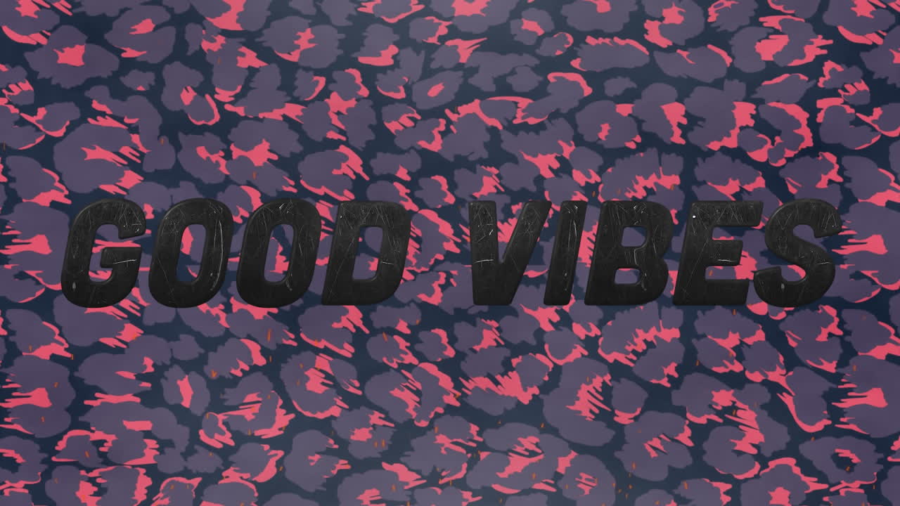 Animation of good vibes text over red and purple pattern moving in background