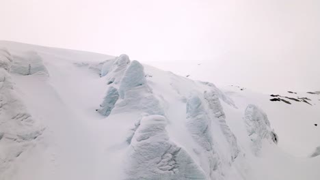 aerial take of a snowy mountain in the swiss alps, nearby the diablerets region