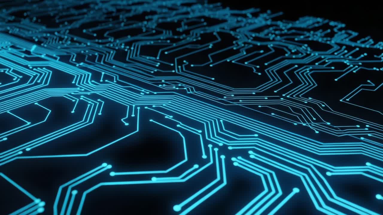 Exploring the Intricate Design of a Circuit Board: A Detailed View of Electronic Pathways and Connections in Blue-Toned Technology Imagery