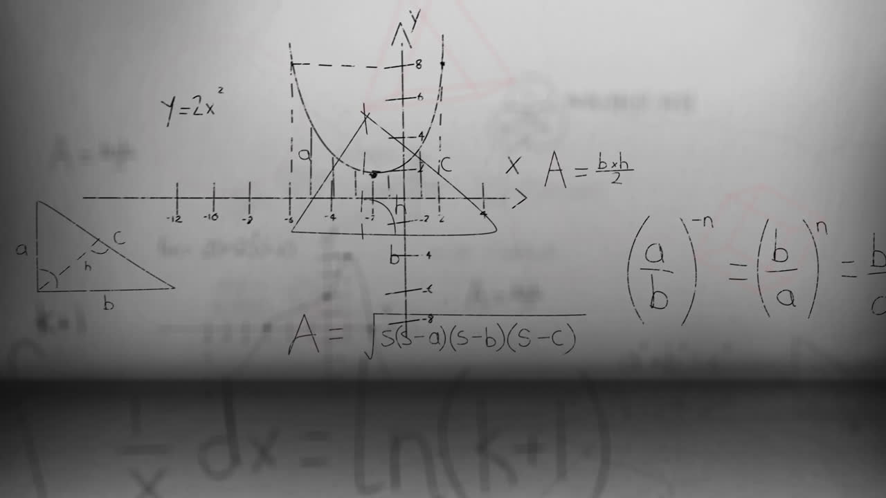 Mathematical equations over animate background.