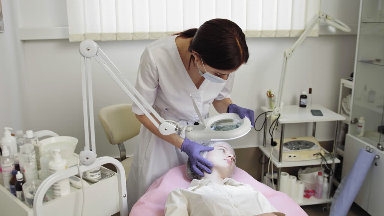 Facial treatment session at a beauty clinic