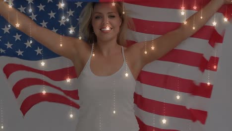 woman holding american flag