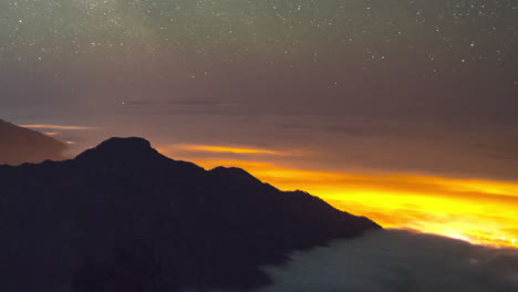 timelapse of the milky way rising in the clear sky of la palma island, canary islands, spain