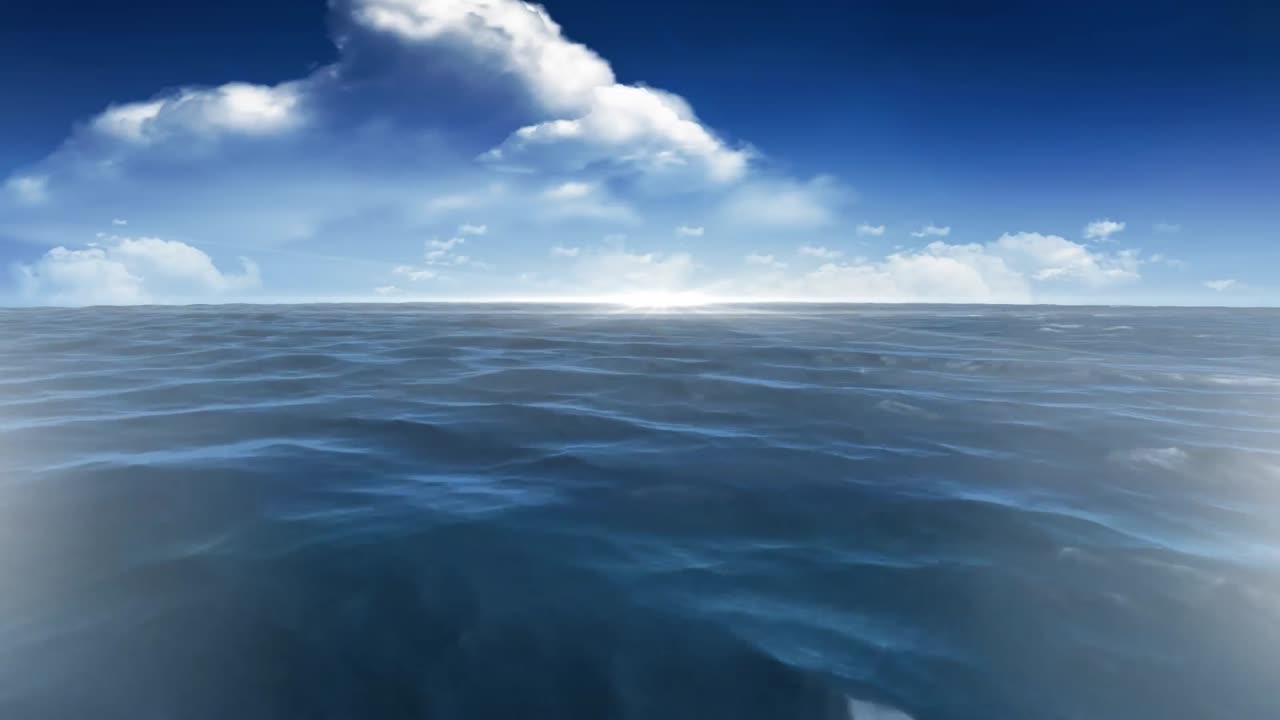 구름이 가득 찬 평온 한 바다