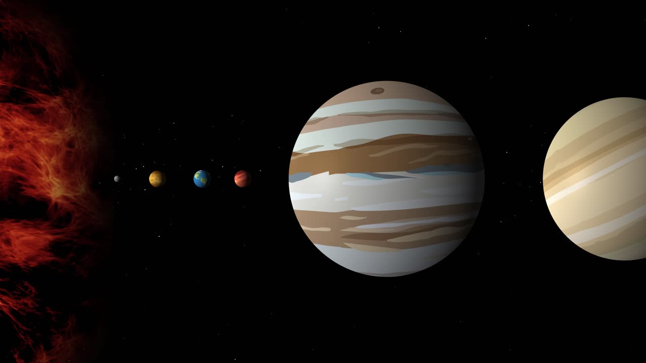 gira animada de los planetas que orbitan alrededor del sol