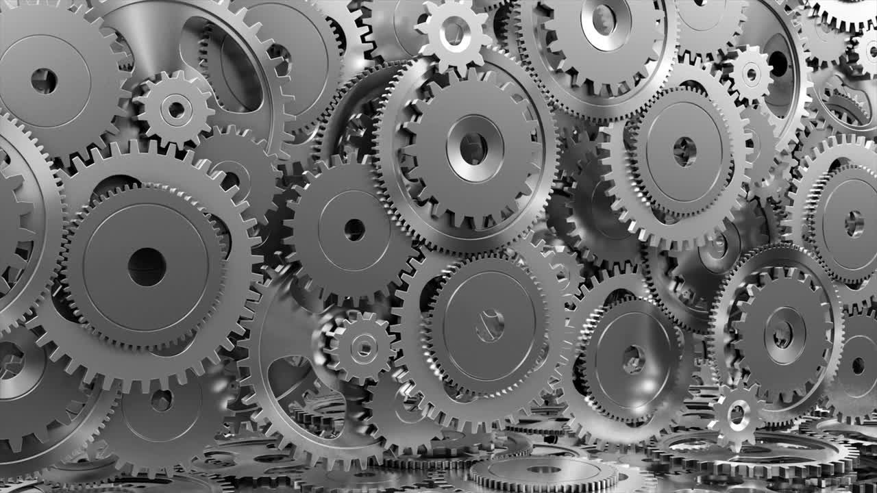 video de fondo industrial con engranajes. animación en 3d.