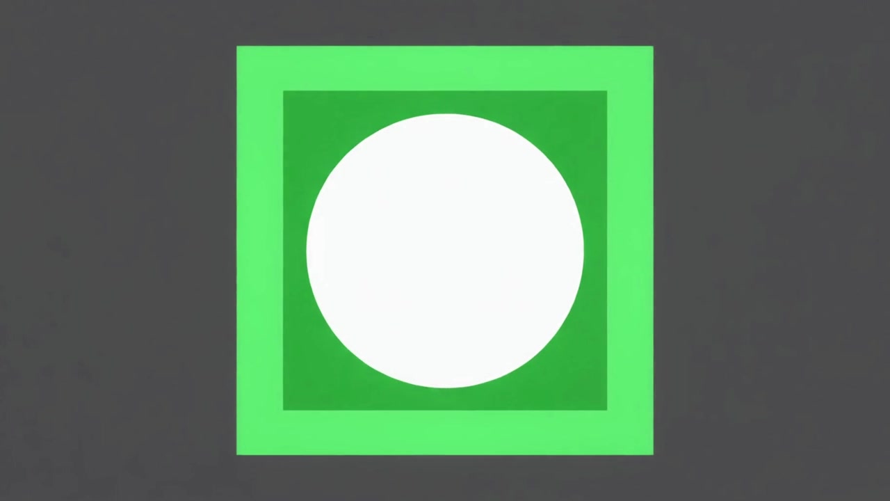 Abstract Animation of Expanding Green Circle and Square Shapes