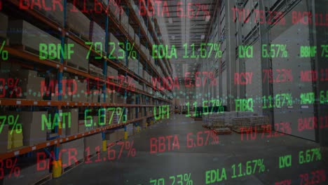 animation of data processing over empty warehouse