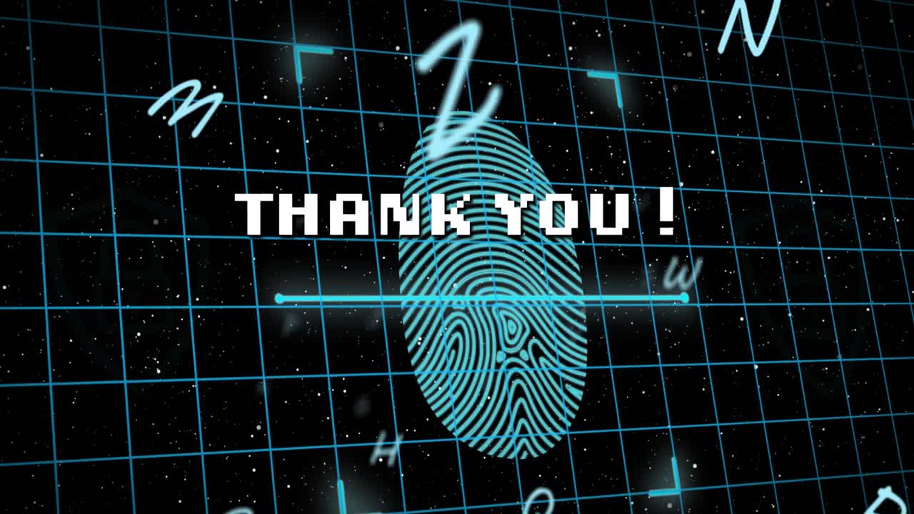 보안 지문과 그리드에 있는 문자에 대한 감사 문자의 애니메이션