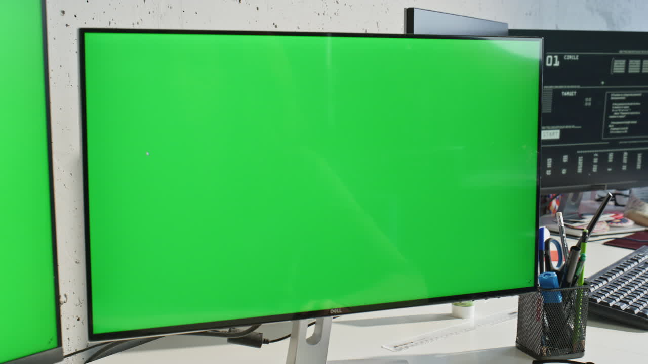 IT woman working mockup computer in center closeup. Serious programer coding