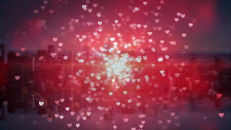digital city filled with hearts