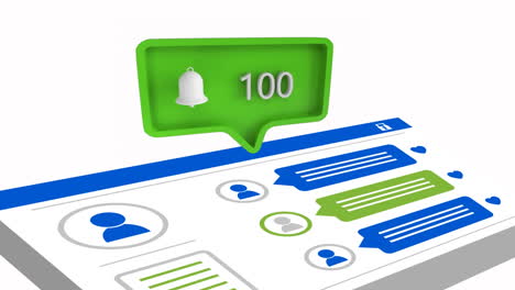Bell icon with increasing number count for social media