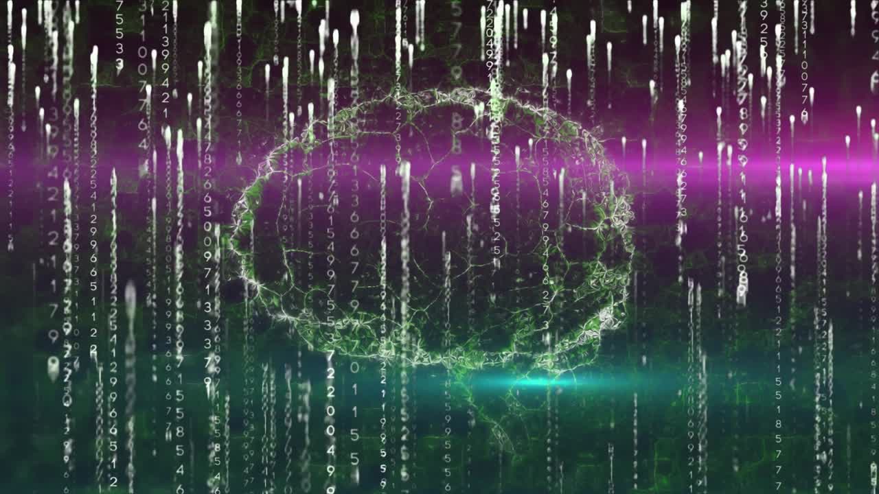 Animation of data processing over close up of scope scenery composition