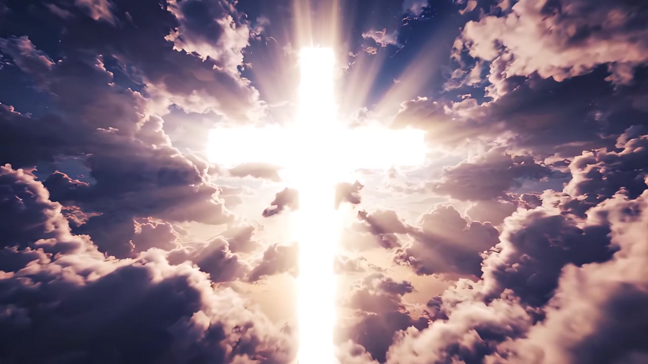 Sfondo per Adorazione 4K: Croce Cristiana e Luce Celeste