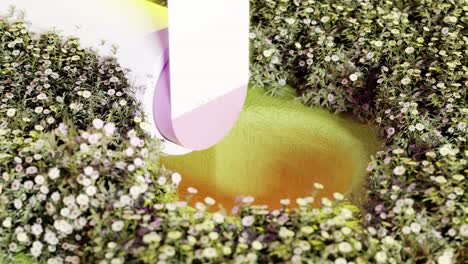 3d rendering loop of blade cutting purple substance near flowering plants