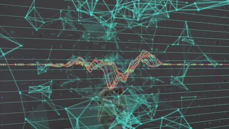 animación de la red de conexiones con procesamiento de datos en fondo negro