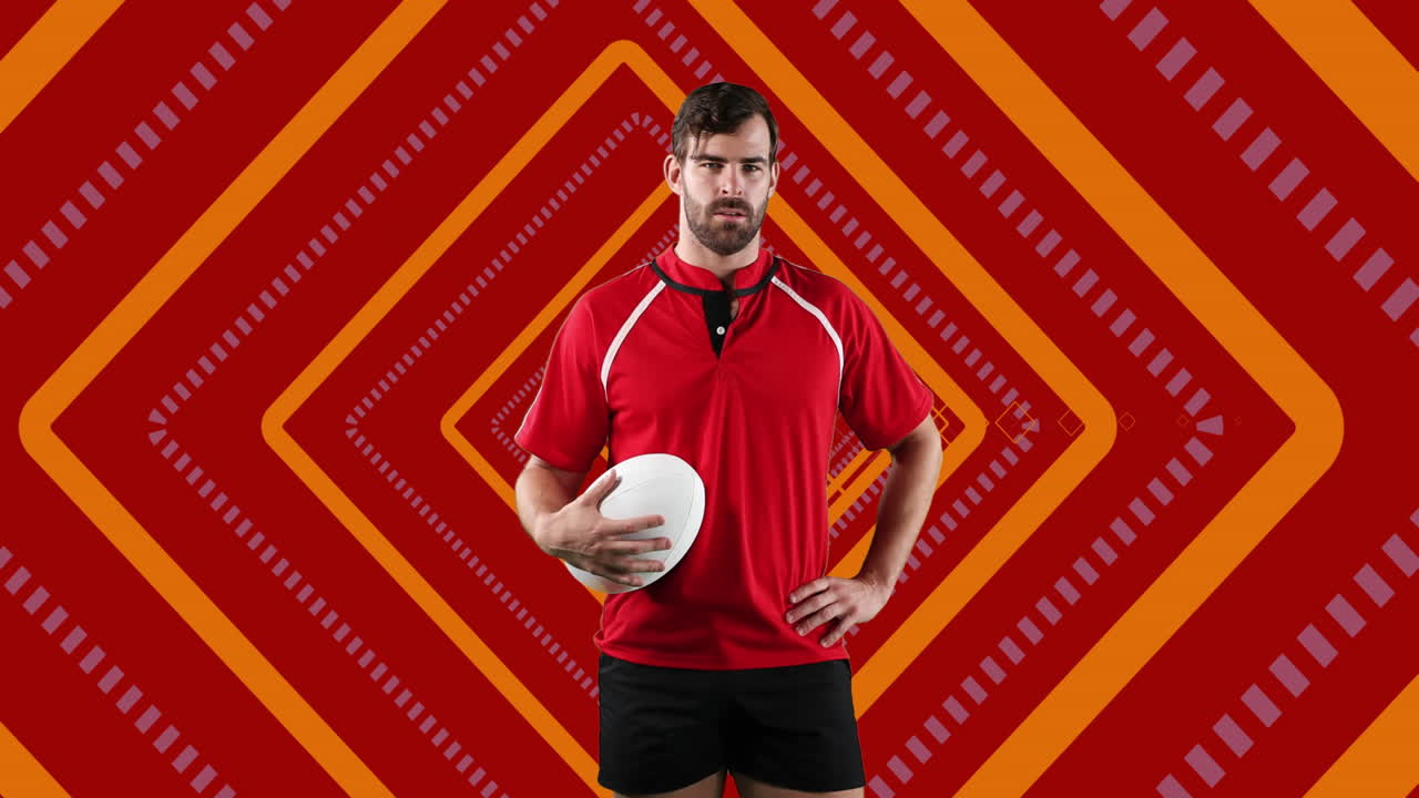 animación de un jugador de fútbol americano caucásico con formas de pelota