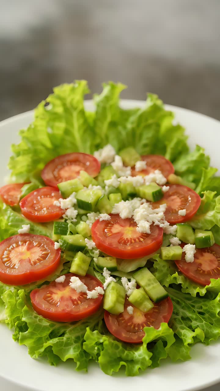 Ensalada Fresca y Saludable sobre Fondo Borroso 4K