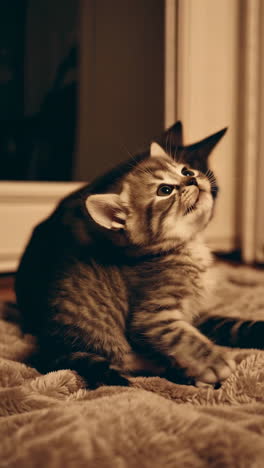 kitten and mother cat interaction