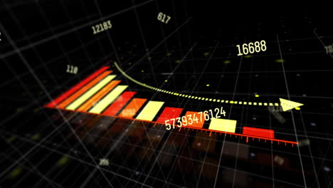 animation of numbers and diagram on black background