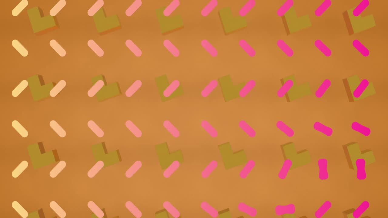 오렌지색 배경에 원활한 루프로 움직이는 패턴의 애니메이션