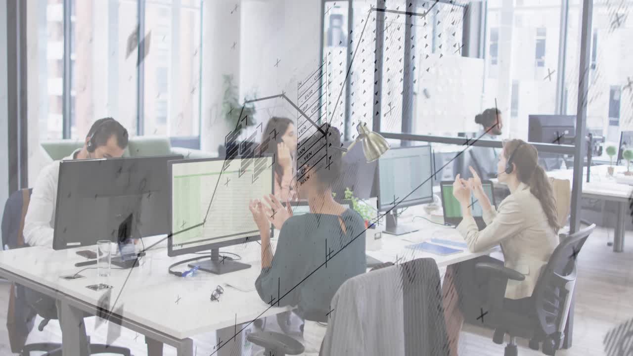 анимация обработки финансовых данных на белом фоне