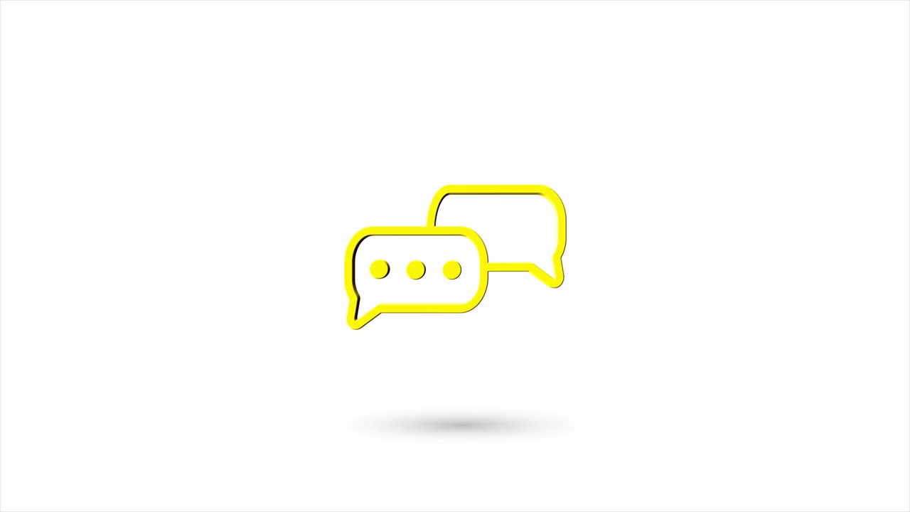 3d animated flat speech bubble chat icon with shadow isolated on white background. Rotating speech bubble chat icon. 4K video motion graphic animation.