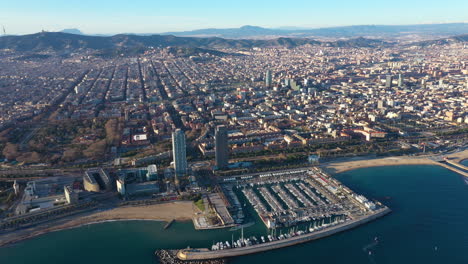 olympic village of poblenou district barcelona skyscraper and harbour seaside