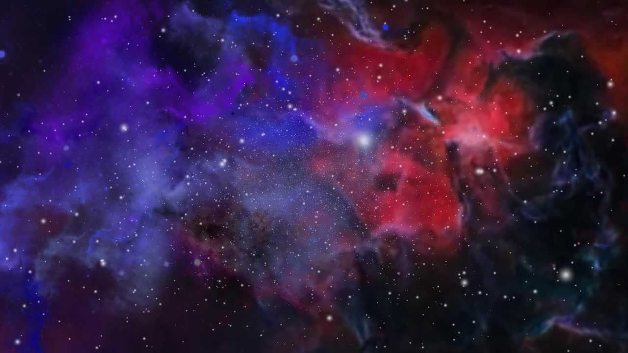 niebla y nubes de nebulosa azul naranja flotando en el universo, espacio profundo