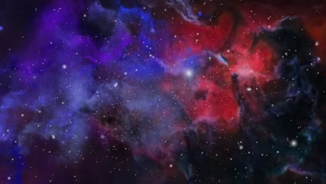 fog and orange blue nebula clouds floating in the universe, deep space