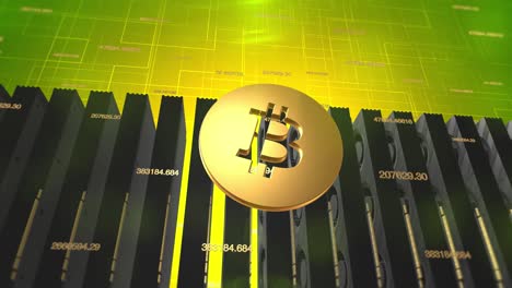 minería de monedas criptográficas de bitcoin - animación en 4k 3d