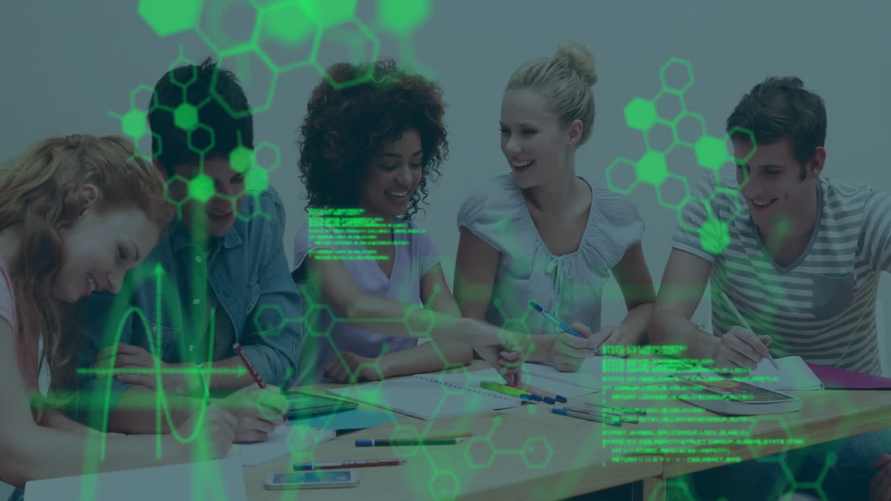 Animation of chemical formula and data processing over diverse students learning together