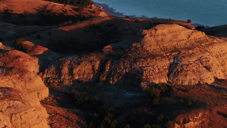 sunset tight drone of sandstone cliffs