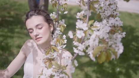 woman in a flower garden