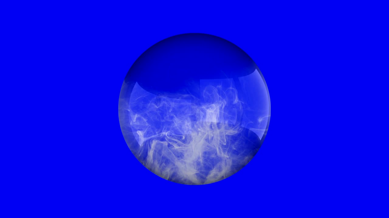 연기가 유리 구를 가득 채운다