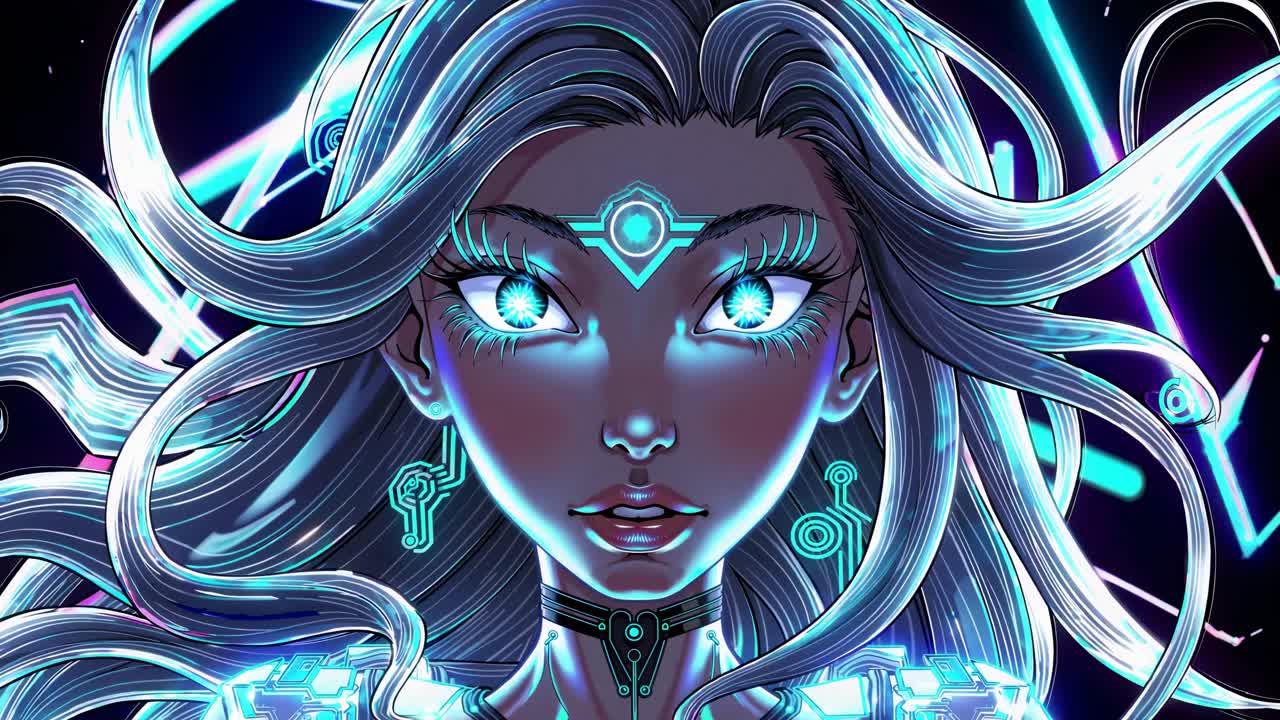 Cyberpunk Anime Girl Portrait