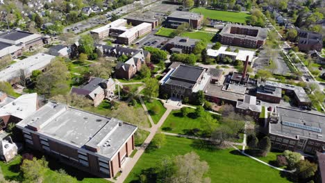 Capital-University-in-Columbus-Ohio---Aerial-Drone-footage-of-the-campus-in-Bexley,-Ohio