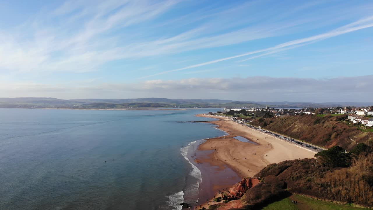 vista aérea de la playa de exmouth vista desde el punto de orcombe en un día claro