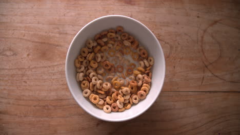 point of view shot of person eating bowl of breakfast cereal