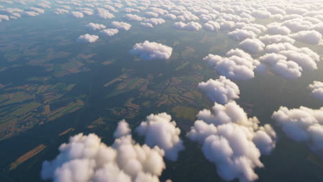 aerial view of clouds over a landscape