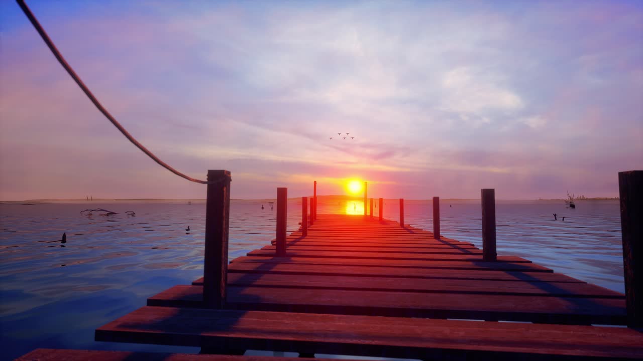 Sunset over a Wooden Pier